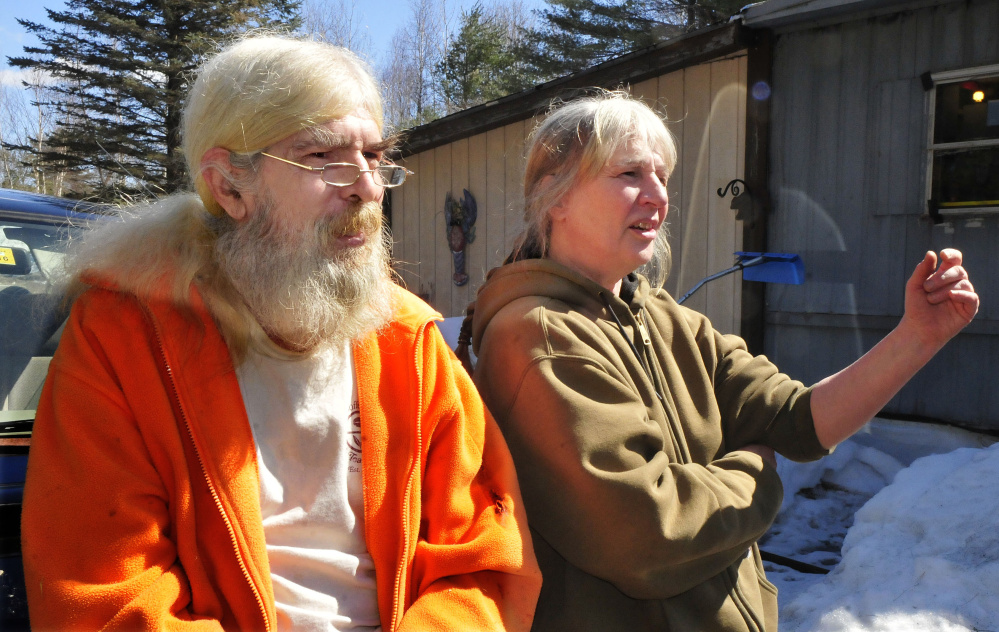 Ernie Glabau and partner Patricia Pagano of Burnham speak fondly about their neighbor Joyce Wood, who lived nearby at 261 South Horseback Road. Maine State Police on Sunday investigated the unusual circumstances in the early morning death of Wood.