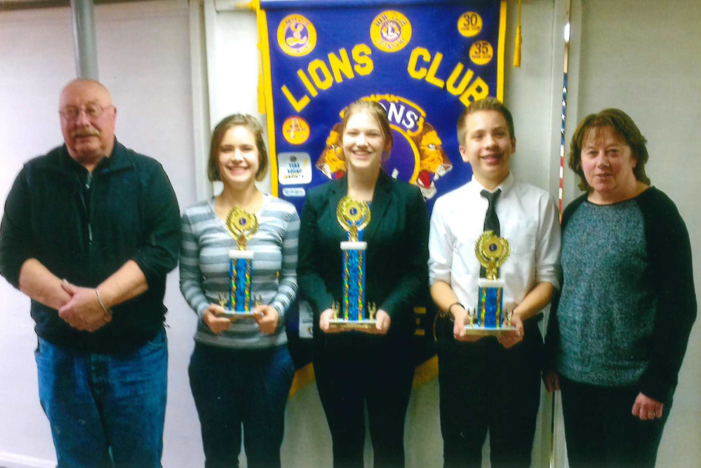 The Monmouth Lions Club Speak-Out 2017 was held March 13 in Monmouth. From left are Scott Foyt, coach; Emmeline Willey, Becca Bero, Ed Zuis and Cathy Foyt, coach.