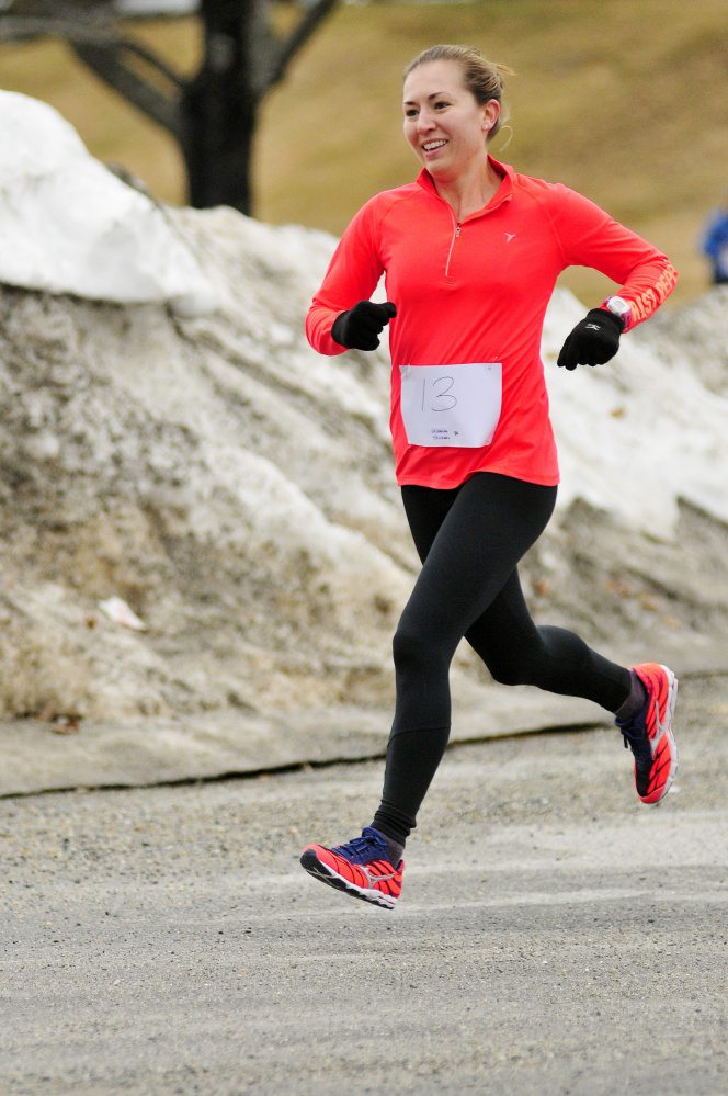Johanna Stickney finished third overall and was the first female finisher with a 23:05 time in the Tiger 5k Run last Saturday at Gardiner Area High School. Her next race will much longer and a lot more crowded as she will be running the Boston Marathon on Monday.