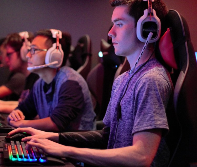 Connor Doyle plays League of Legends, an online game that pits players from across the country and world against each other, in September.