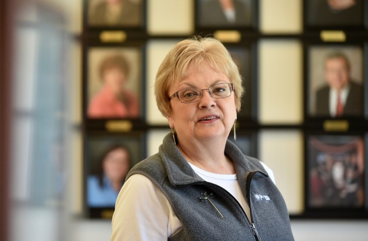 Peg Campbell, this year's winner of the Mid-Maine Chamber of Commerce's Customer Service Stardom award, poses for a portrait at the PFBF CPA offices at FirstPark in Oakland on Thursday.
