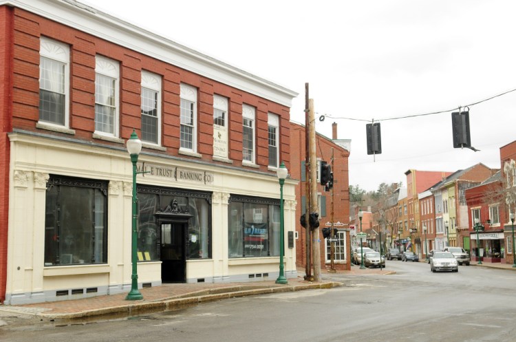 This Friday photo shows 192 Water St. in Gardiner where the former bank building is being converted into a Domino's Pizza.