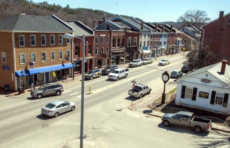 This April 14 view shows the intersection of Central and Water streets in Hallowell, one of the areas scheduled for road reconstruction in 2018.