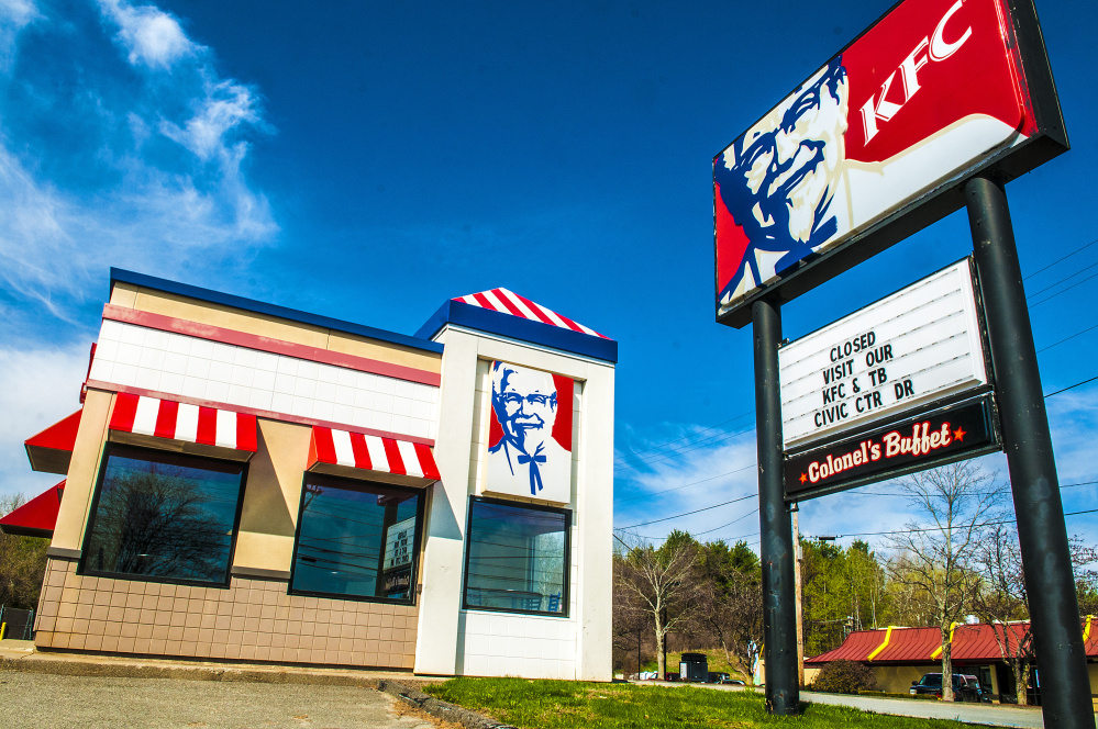 The KFC restaurant that closed Friday is seen on Western Avenue in Augusta.