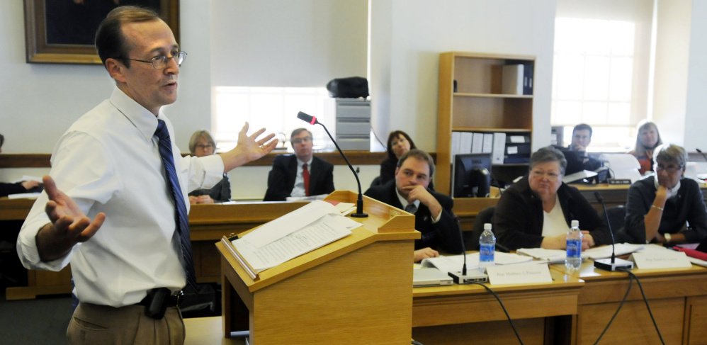 Dr. Erik Steele, shown in this 2009 file photo while testifying in front of a legislative committee, says it's "inevitable" that the Maine Legislature will eventually pass a bill allowing physician-assisted suicide.