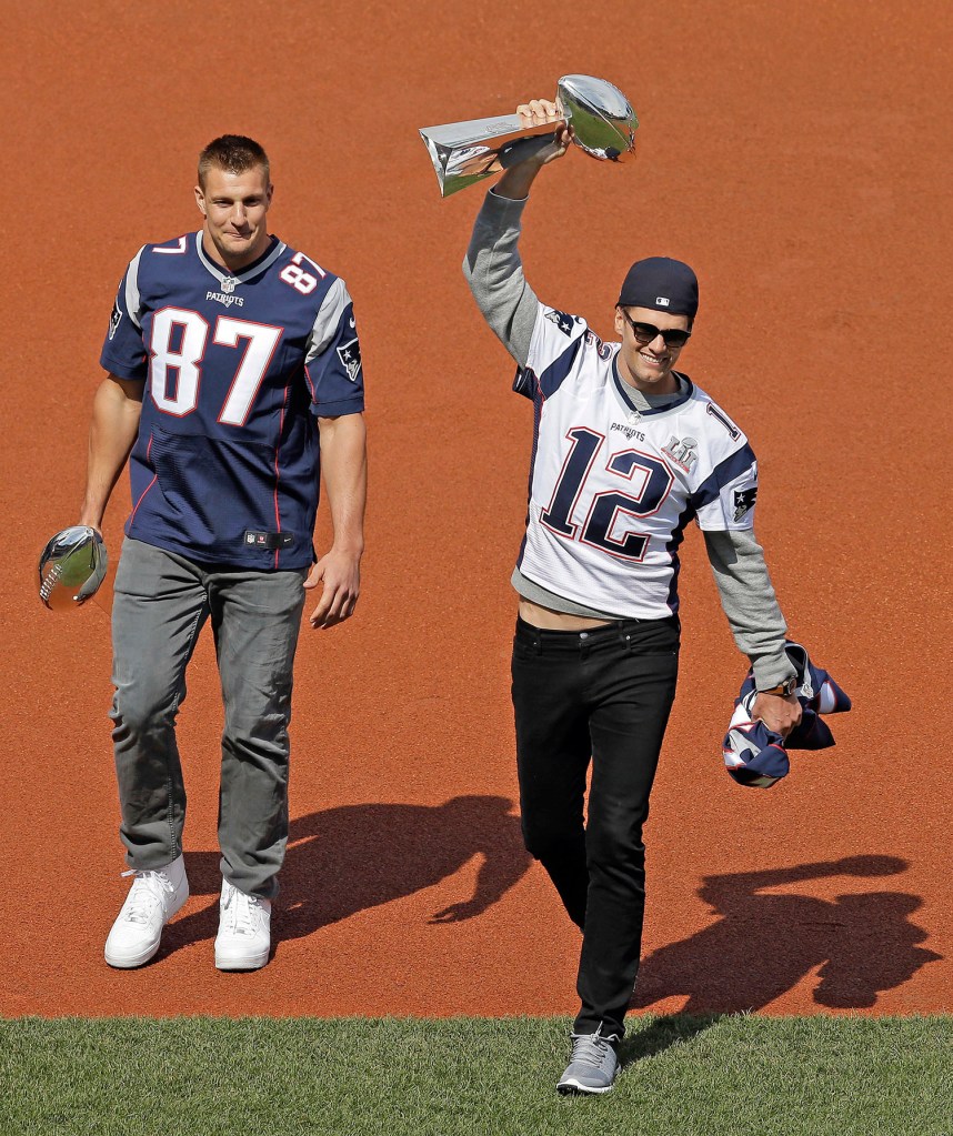 Photos: Brady, Gronk frolic with jersey at Red Sox opener