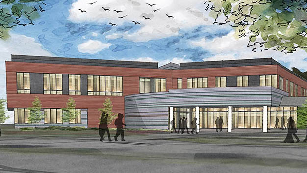 Artist's rendering of the future business college building at Husson University in Bangor.