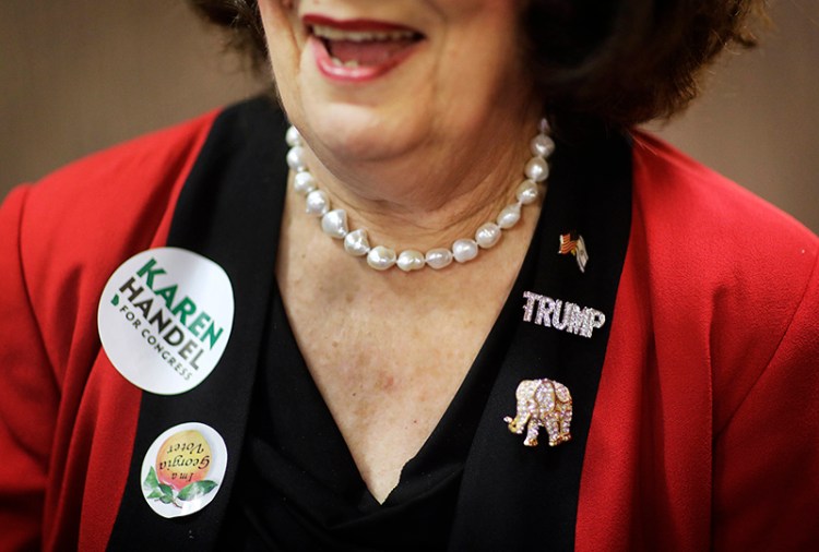 Helen Story, supporter of Republican candidate Karen Handel at Handel's election night watch party in Roswell, Ga.
