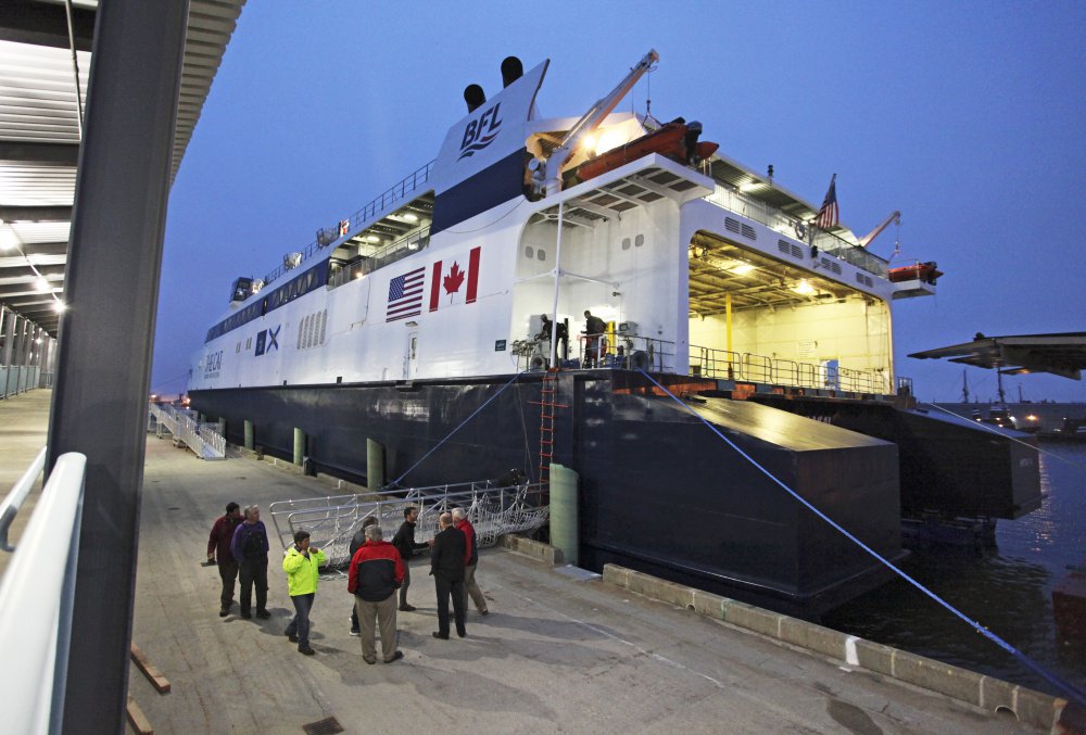 The high-speed Cat, shown at Ocean Gateway in Portland last June, can make the crossing in 5  hours.