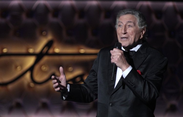 Singer Tony Bennett performs in Las Vegas, Nevada, in 2015. The star has postponed a concert scheduled for Thursday at Merrill Auditorium in Portland.