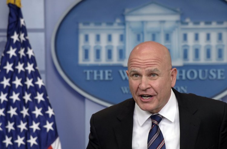 National Security Adviser H.R. McMaster speaks during a briefing at the White House in Washington on Tuesday, when he said that President Trump's revelations to Russian officials about the terrorist threat from the Islamic State group were "wholly appropriate."