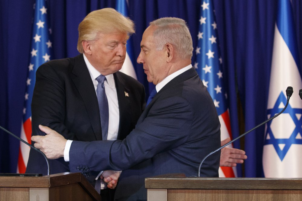 President Trump shakes hands with Israeli Prime Minister Benjamin Netanyahu after making a joint statement in Jerusalem in May.