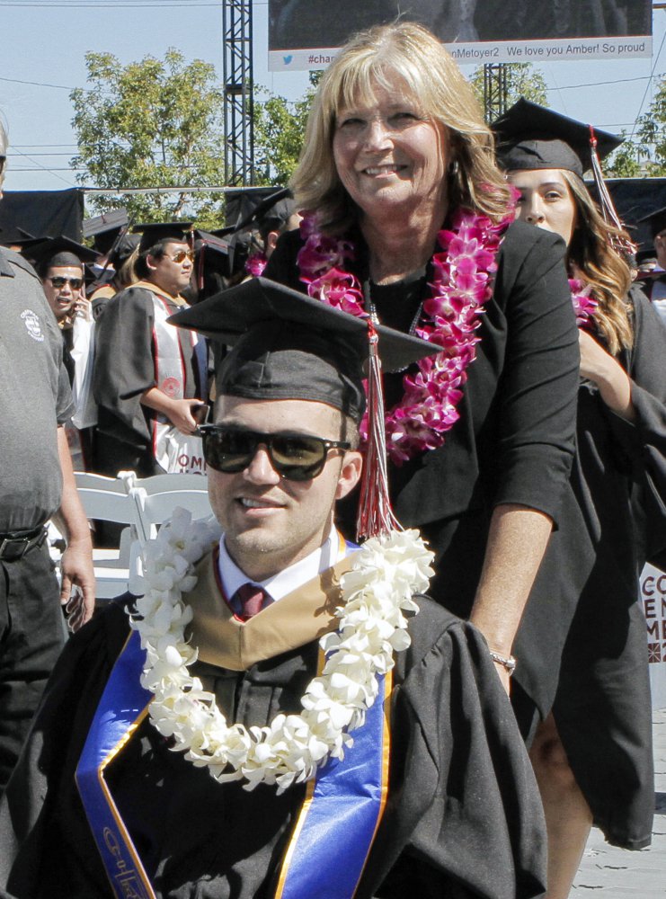 Judy O'Connor attended every class and took notes for her quadriplegic son, Marty, throughout graduate school.