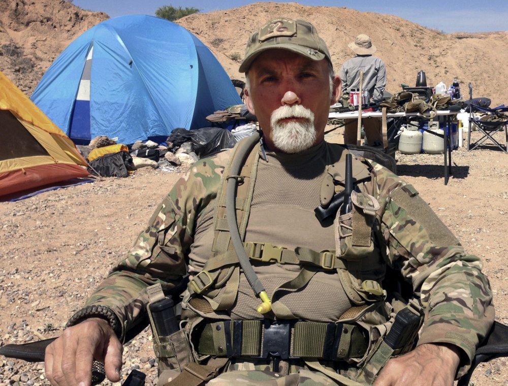 Gerald DeLemus of Rochester, N.H. sits on Cliven Bundy's ranch near in Nevada. DeLemus was sentenced to more than 7 years in federal prison.
Associated Press/Ken Ritter