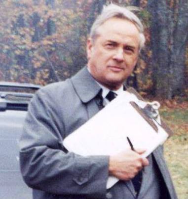 Dr. Henry F. Ryan, a longtime Maine chief medical examiner, is shown on the set of the movie "Thinner," in which he played a bit part as a medical examiner.