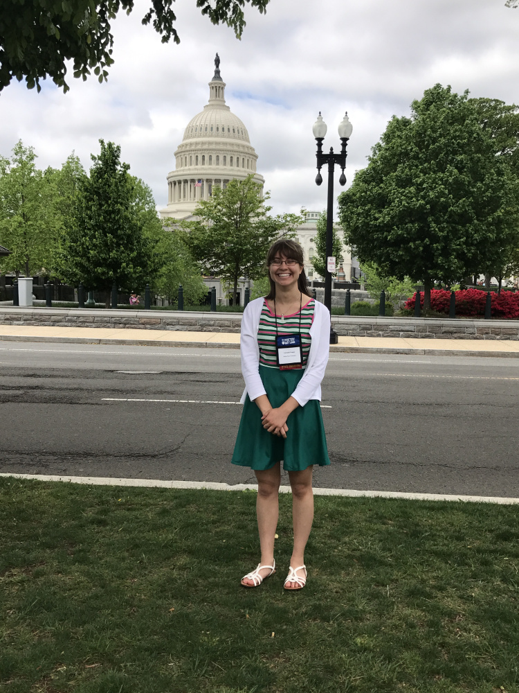 Gardiner Area High School senior Gabrielle Cooper, shown in a recent photo taken in Washington, D.C., advanced to the top 24 of the national Poetry Out Loud competition.