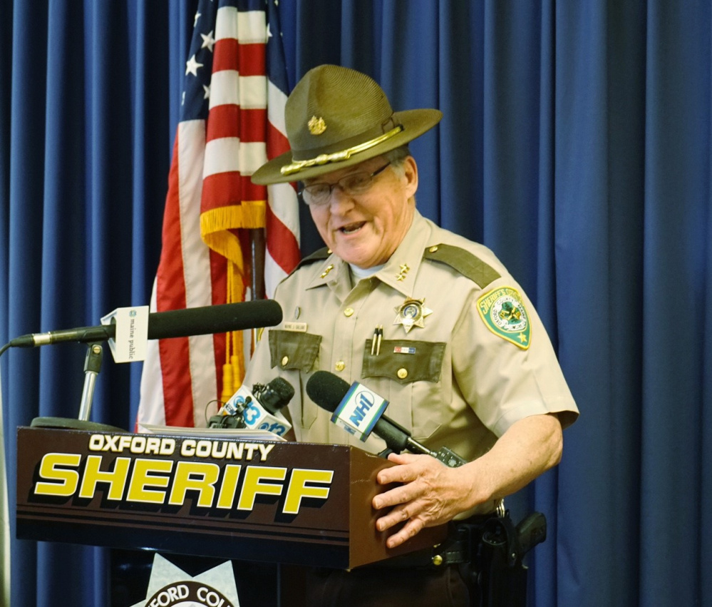 Oxford County Sheriff Wayne J. Gallant speaks to reporters Thursday in announcing that deceased TV weatherman Tom Johnston was the lone suspect in a reported sexual assault in Newry.