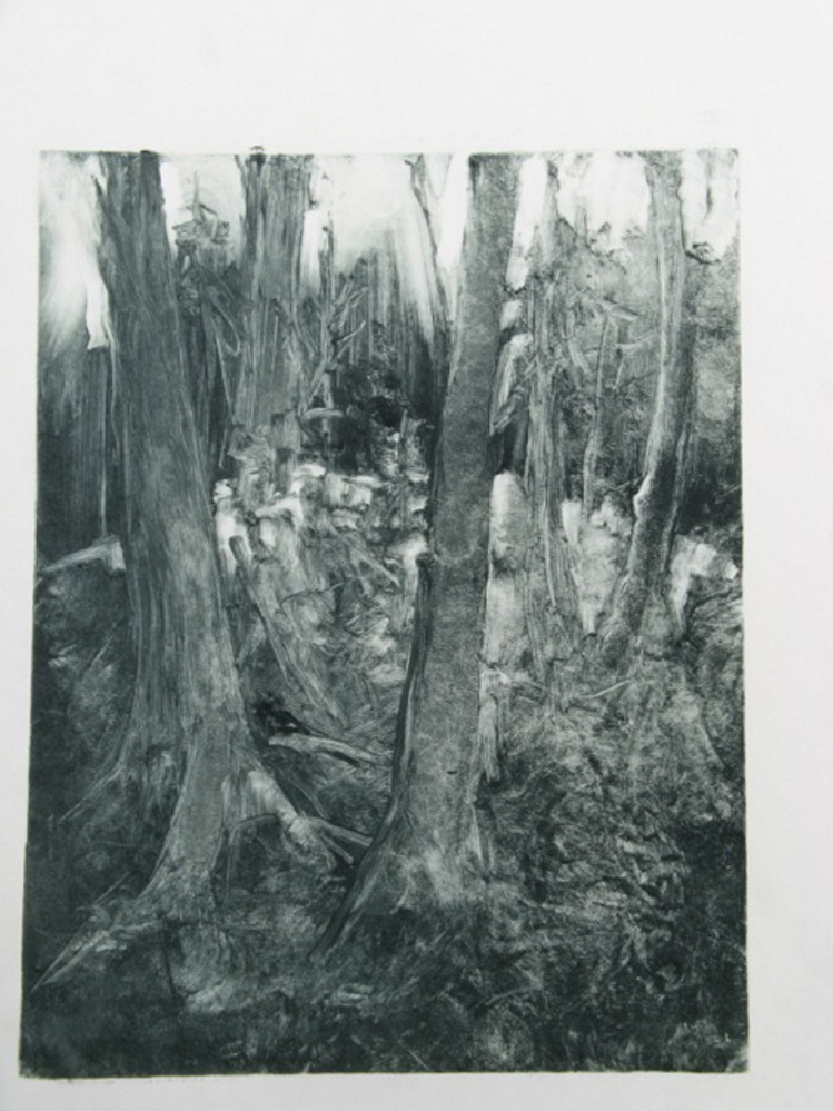 Nina Bohlen, My Woods, oil monotype, 2011