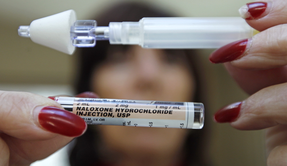 A tube of Naloxone Hydrochloride, also known as Narcan. Narcan is an antidote for opiate drug overdoses.