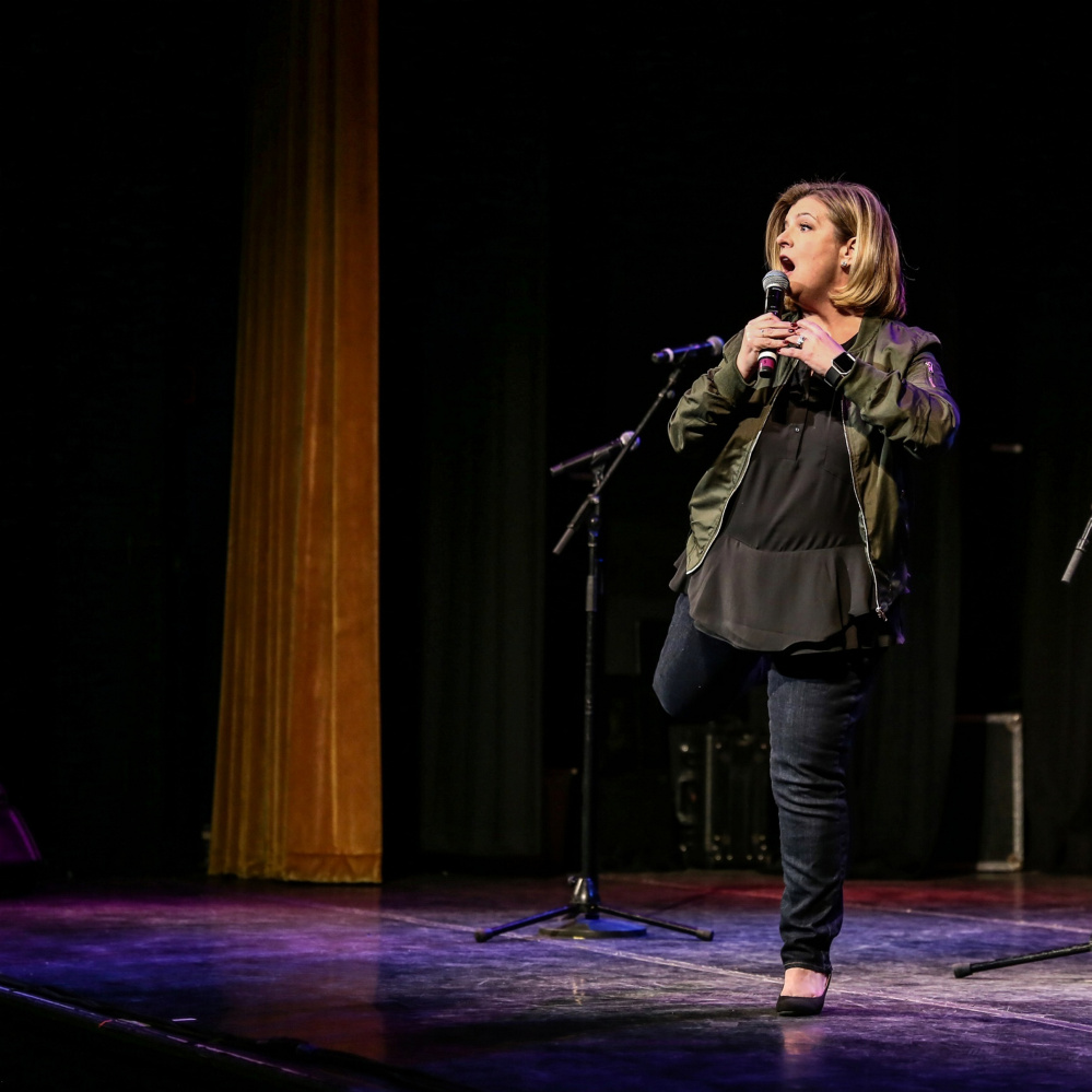 Winthrop native Kelly MacFarland, shown during a recent performance in Massachusetts, will be back in Maine on Saturday to perform as part of a comedy show fundraiser for the Winthrop High School class of 2021.
