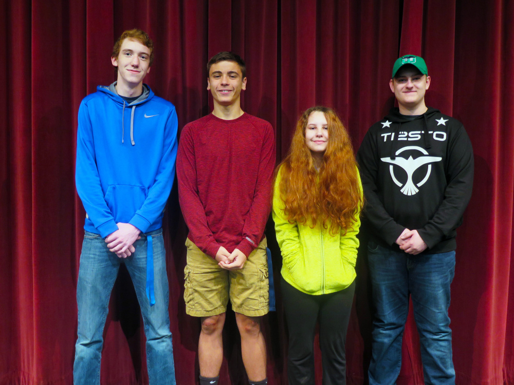 Messalonskee High School's May Students of the Month, from left, are Brayden Paine, Chase Warren, Lillie Fortier and Jayden Gurney.