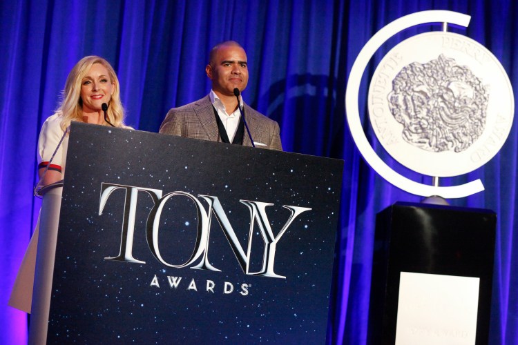 Jane Krakowski and Christopher Jackson announce the 2017 Tony Award Nominations at The New York Public Library for the Performing Arts at Lincoln Center on Tuesday.