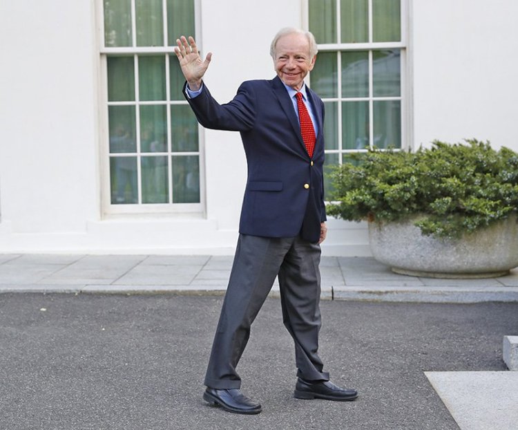 Former Connecticut Sen. Joe Lieberman leaves the West Wing of the White House on May 17, 2017, after meeting with President Trump over the FBI director's post.
