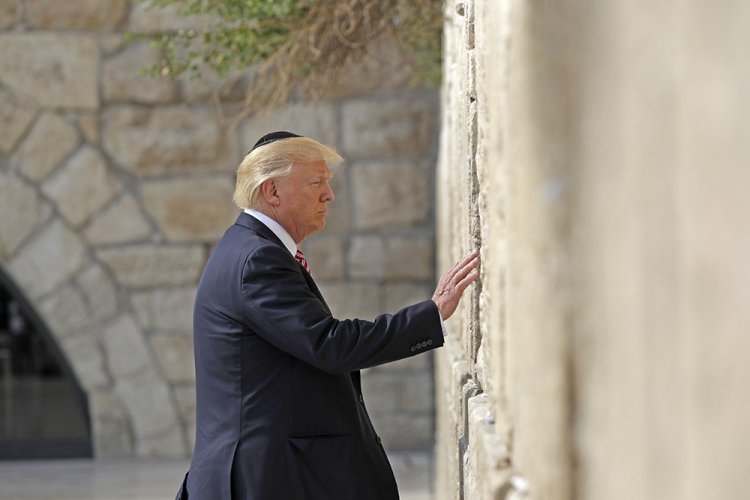 President Trump visits the Western Wall on May 22, 2017, in Jerusalem.