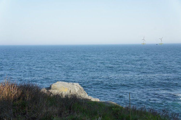 This artist rendering shows what the wind turbines would look like facing south from Monhegan Island's Norton’s Ledge.
