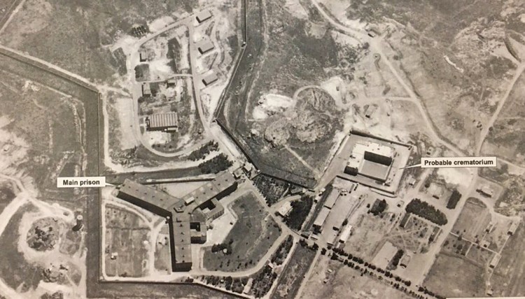 Satellite image released by the U.S. State Department shows a structure the U.S. government believes is a crematorium used to destroy the bodies of prisoners executed at Sedanaya Military Prison.
