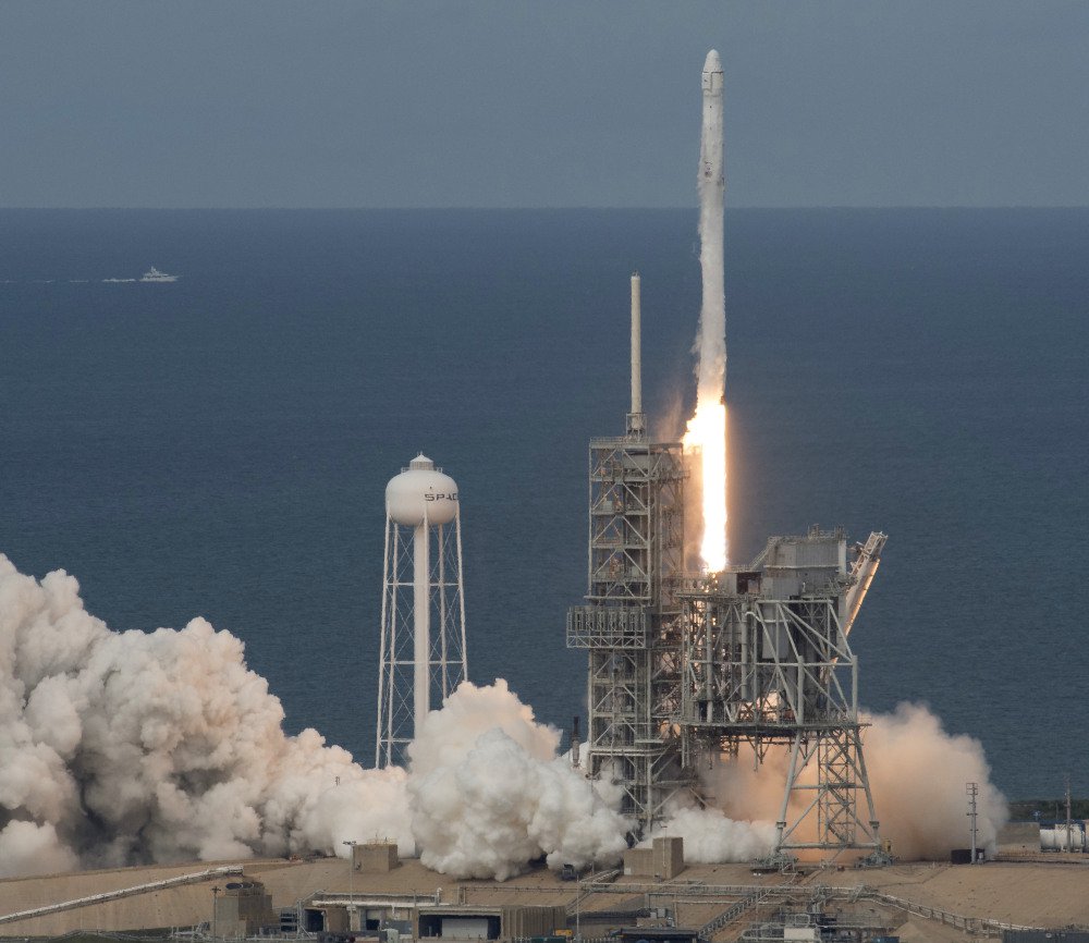The SpaceX Falcon 9 rocket, with the Dragon spacecraft onboard, launches from pad 39A at NASA's Kennedy Space Center in Cape Canaveral, Fla., on Saturday.