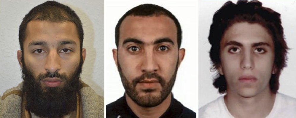 Khuram Shazad Butt, left, Rachid Redouane, center, and Youssef Zaghba have been named as the suspects in Saturday's attack at London Bridge.