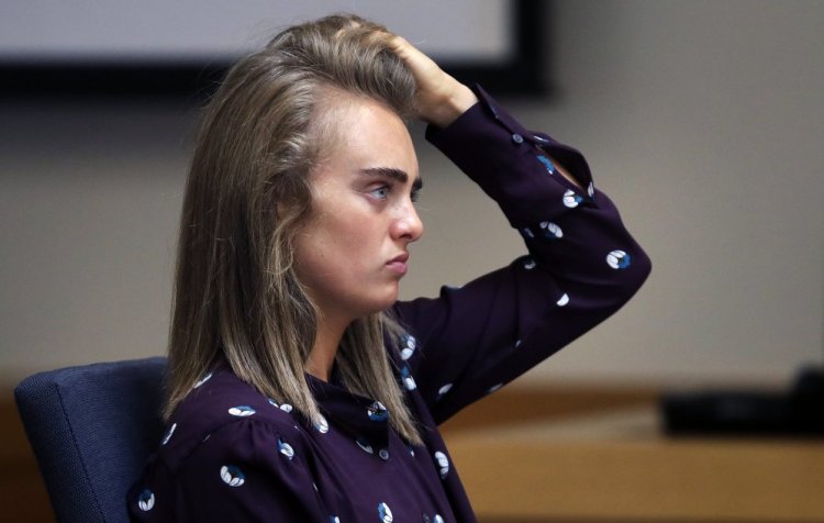 Defendant Michelle Carter, shown in Taunton District Court in Taunton, Massachusetts, on Thursday, is charged with involuntary manslaughter for encouraging Conrad Roy III to kill himself in July 2014.