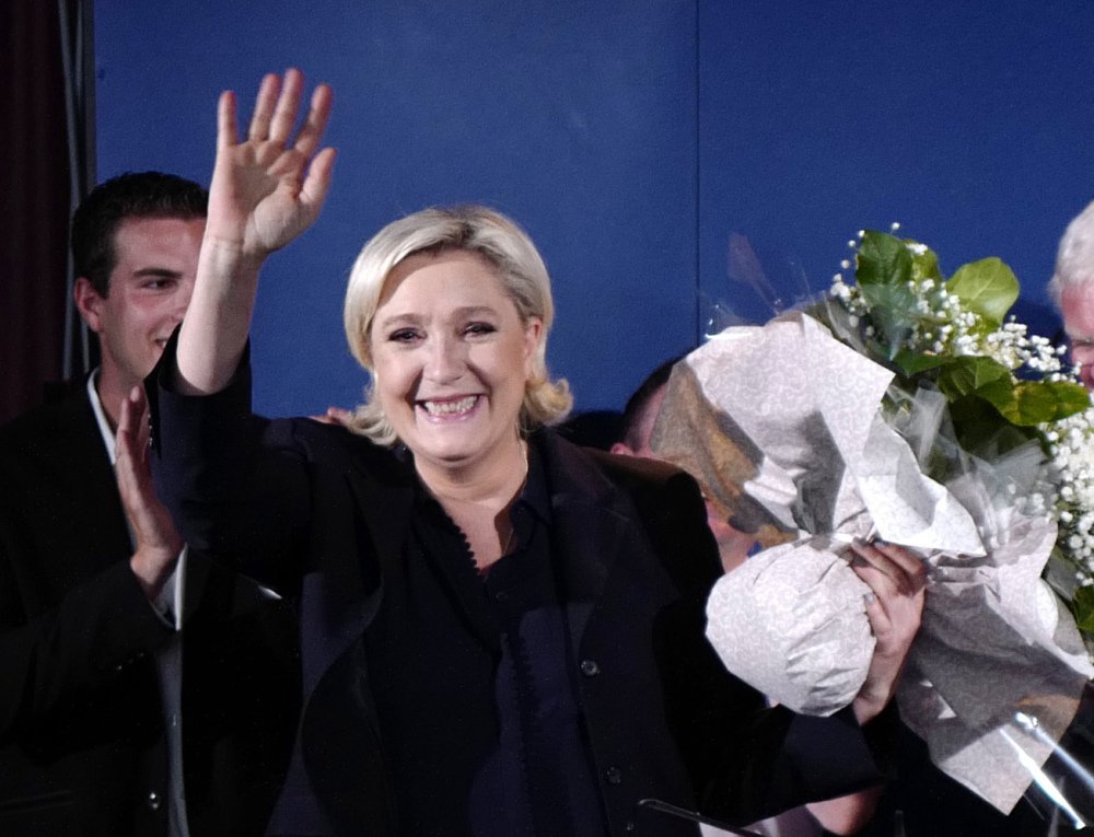 French far-right candidate Marine Le Pen, shown Sunday, won a massive victory in her northern bastion of Henin-Beaumont.