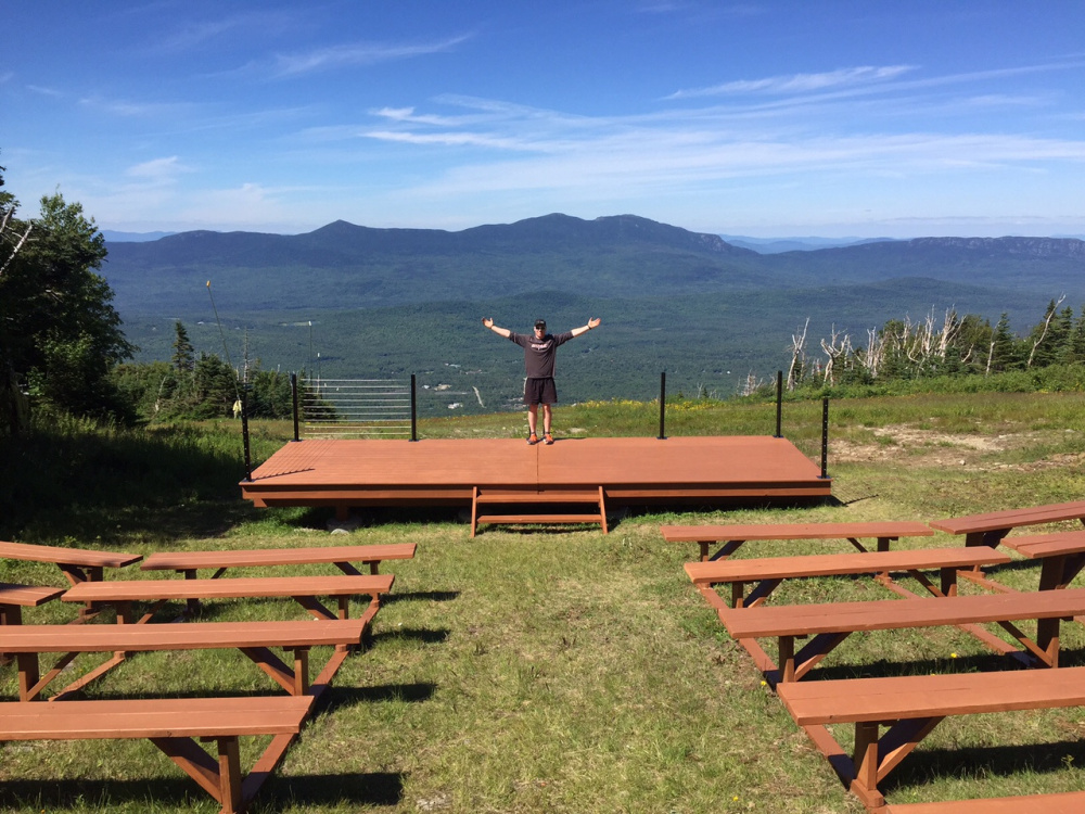 Contributed photo
US Ski Teamer Sam Morse reveling in the beauty of the new Amphitheater. He and other volunteers from Sugarloaf Christian Ministry constructed The AMP in partnership with Sugarloaf.