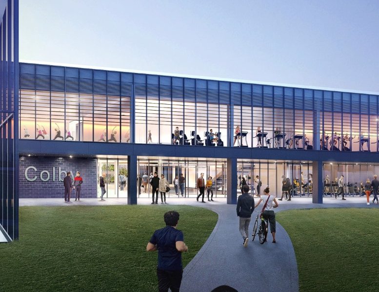 A conceptual rendering shows what a new athletic complex might look like at Colby College in Waterville.
