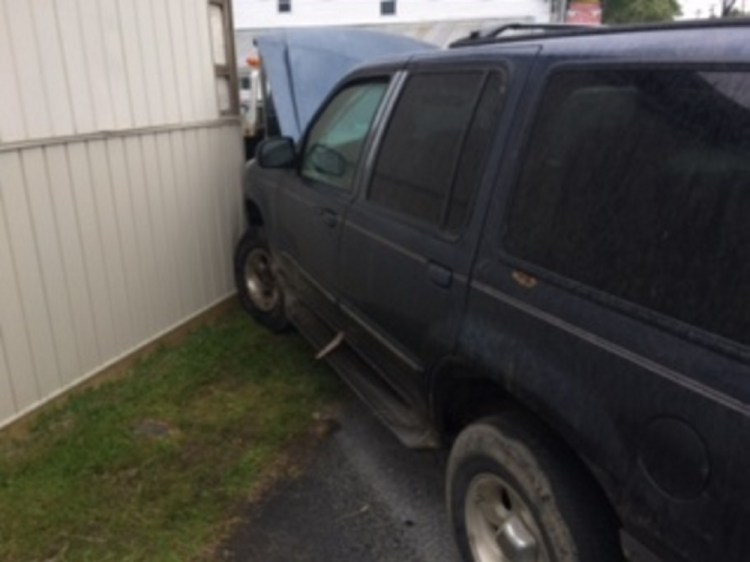 A 1998 Ford Explorer swerved off the road Friday in Athens village, hitting another vehicle and the TDS Telecom building.