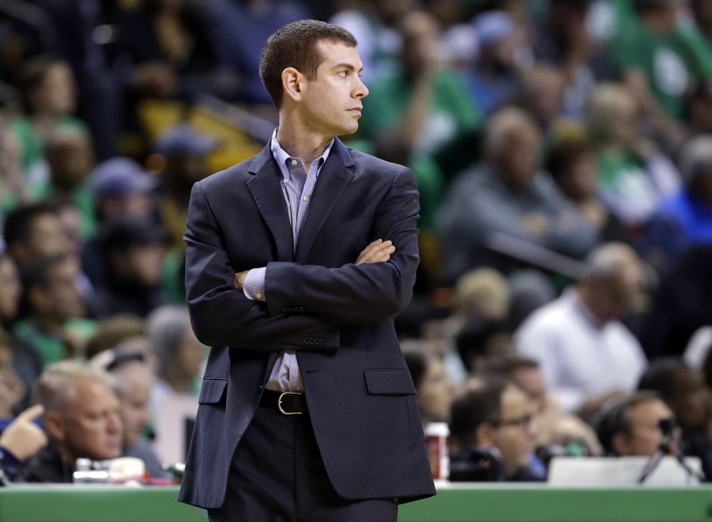 Boston Celtics head coach Brad Stevens watches action during the second half of Game 5 of the Eastern Conference finals against the Cavaliers on May 25 in Boston.