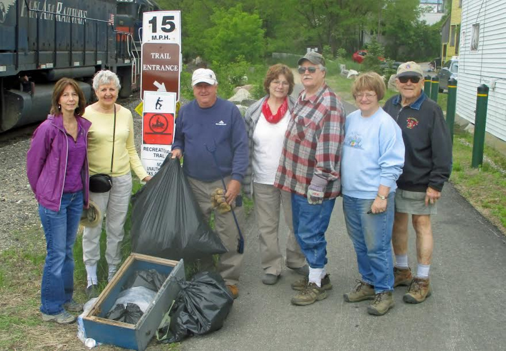 Jay-Livermore Falls Lions Club members joined New England Lions working on Lions Clubs Interantional World Service Day. Lions members participating, from left, included Donna Greeley, Kathleen Szostek, Errol Stevens, Eileen Tweedie, Bob Tweedie, Connie Godfrey and Al Godfrey. Missing from the photo are Tia Knapp, Elaine Nichols and Jackie Puneo.