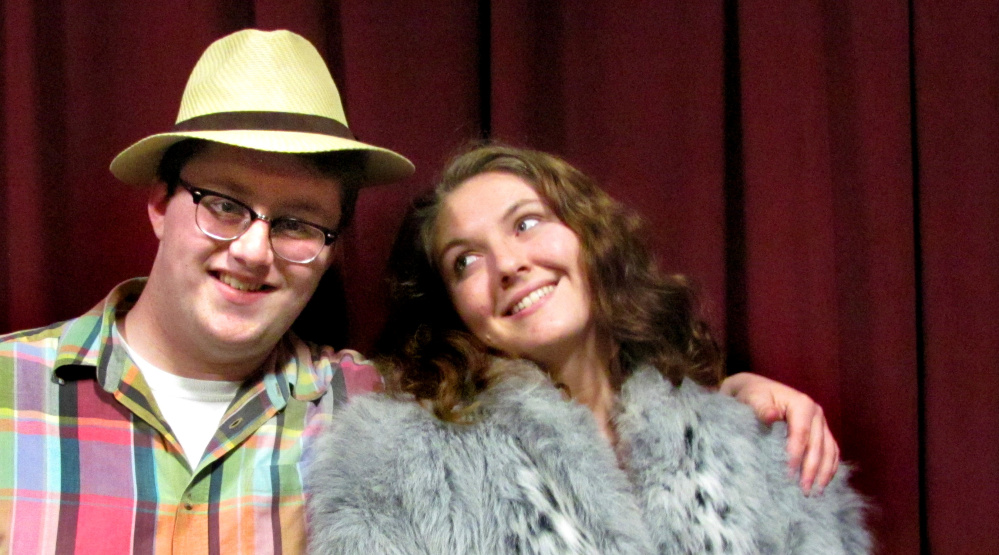 Noah Bonnell, left, and Rebecca Dow, (as Gambler "guy" Sky Masterson and Mission "doll" Sarah Brown) lead the cast of "Guys and Dolls" in the RFA Production in Rangeley.