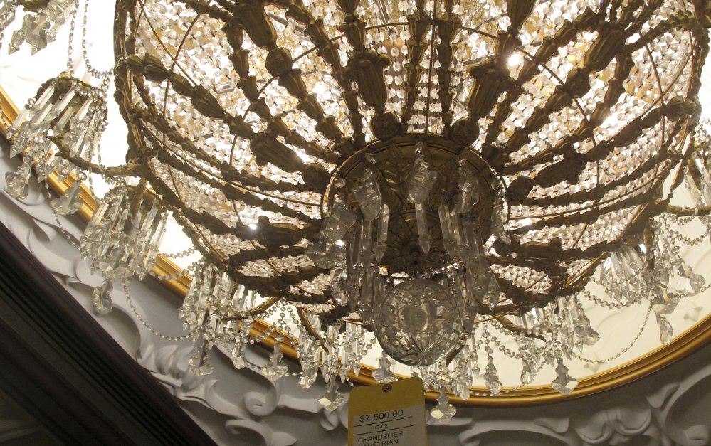 A crystal chandelier at the former Trump Taj Mahal casino in Atlantic City was selling for $7,500 on Thursday, marked down from an original price of $40,000.