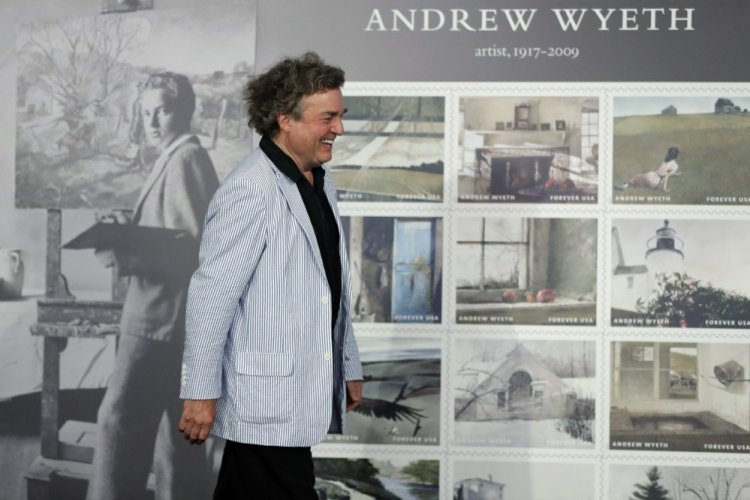 Artist Jaime Wyeth smiles during a First-Day-of-Issue dedication ceremony for stamps featuring the work of his father, Andrew Wyeth at the Brandywine River Museum of Art on Wednesday.