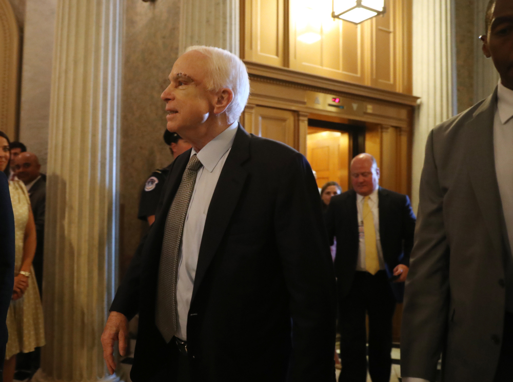 Sen. John McCain, R-Ariz., arrives on Capitol Hill in Washington.
