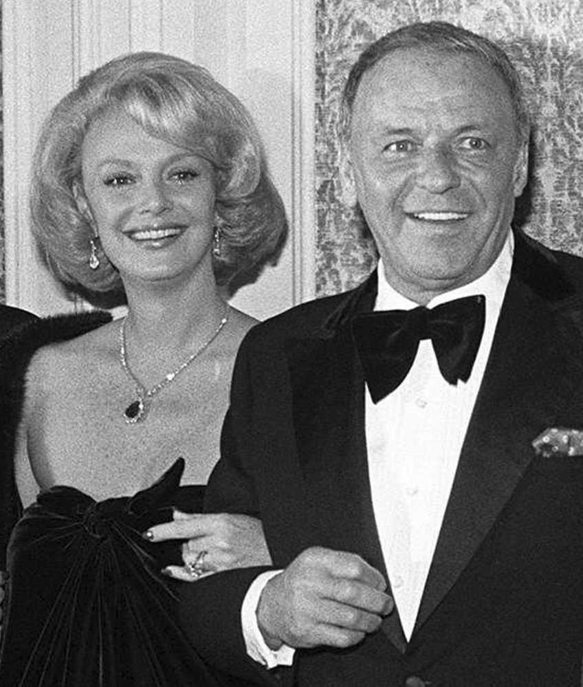 Barbara Sinatra poses with her third husband, Frank Sinatra, in 1976. The singer's fourth wife, she was married to him for 22 years.