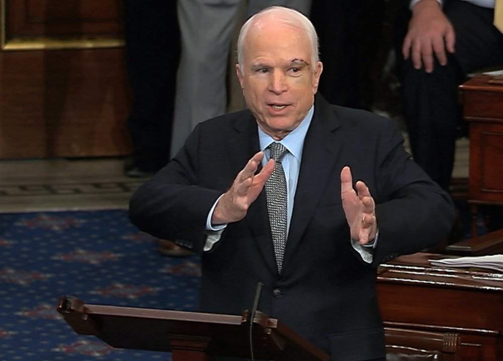 Arizona Republican Sen. John McCain uses his moment in the spotlight to deliver a sobering message Tuesday.