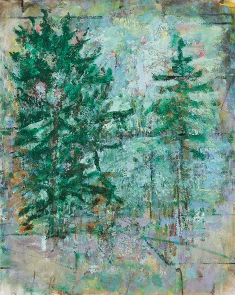 Frances Hynes' "Evergreens," oil on linen, 30 by 24 inches.