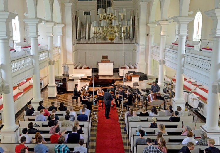 Members of the Atlantic Music Festival perform Saturday at Lorimer Chapel at Colby College in Waterville.