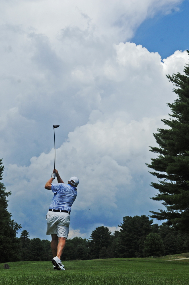 Mark Plummer tees of on 13th hole during the final round at the 2015 Charlie's Maine Open at the Augusta Country Club.