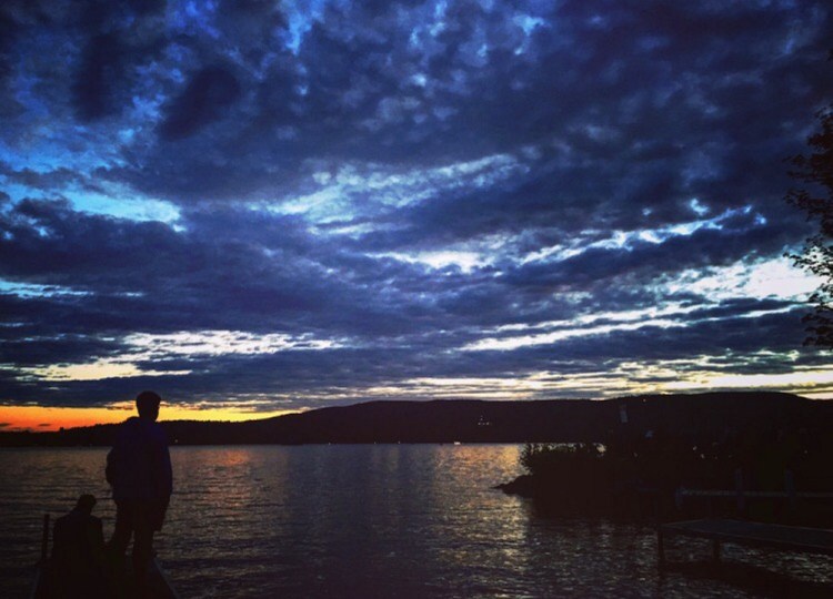 A sunset scene on a lake in Belgrade on the Fourth of July.