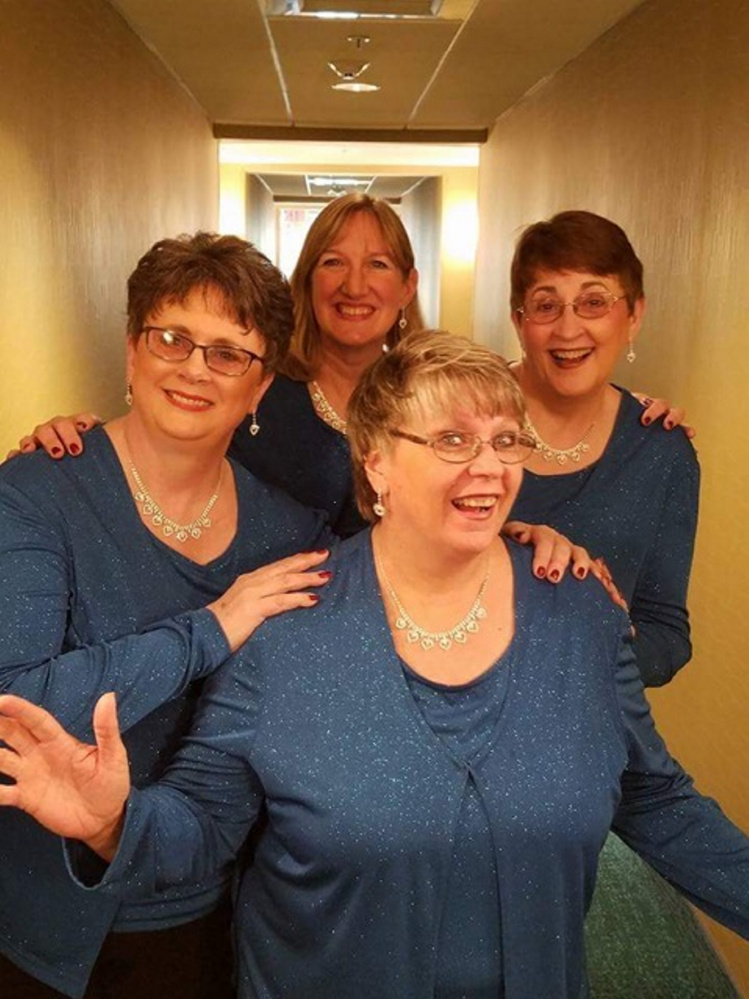 Four members of Mainel-ly Harmony, clockwise, from left, are Jan Flowers, Cathy Anderson, Sue Staples and Anne Danforth — Heart 'n Soul!